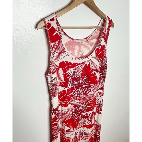Soft Surroundings Womens Lilo Palm Print Maxi Dress S Red Tropical Resort Wear - Picture 4 of 9